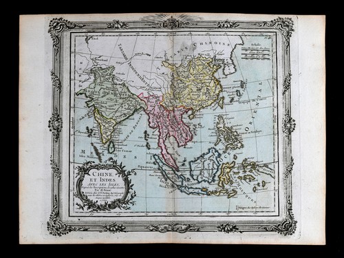 1766 Mapa Brion Asia India China Tailandia Vietnam Singapur Malasia Filipinas - Imagen 1 de 5