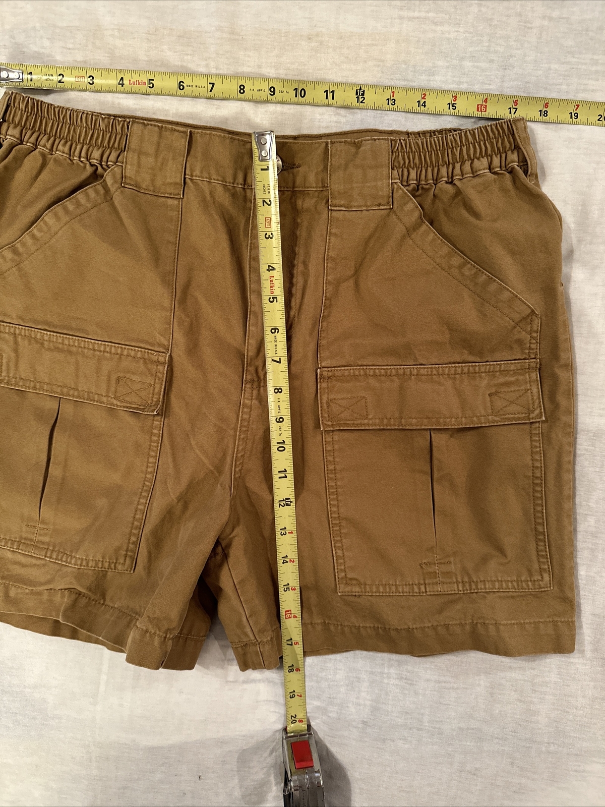 Cabelas Shorts Mens 36 Khaki Flat Front 6 Pocket Outdoor Hiking Cargo