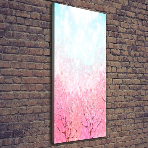 Tableau Toile Tulup 50x100cm - Imprimé Fleurs De Cerisier - Déco Moderne