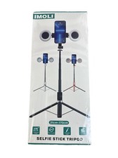 Imoli Selfie Stick Tripod W/ Remote Control. Bluetooth Stretchable 2 Lights Pink