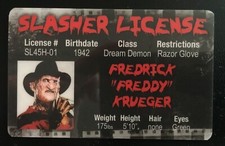 Freddy Krueger Slasher License card Horror Mo...