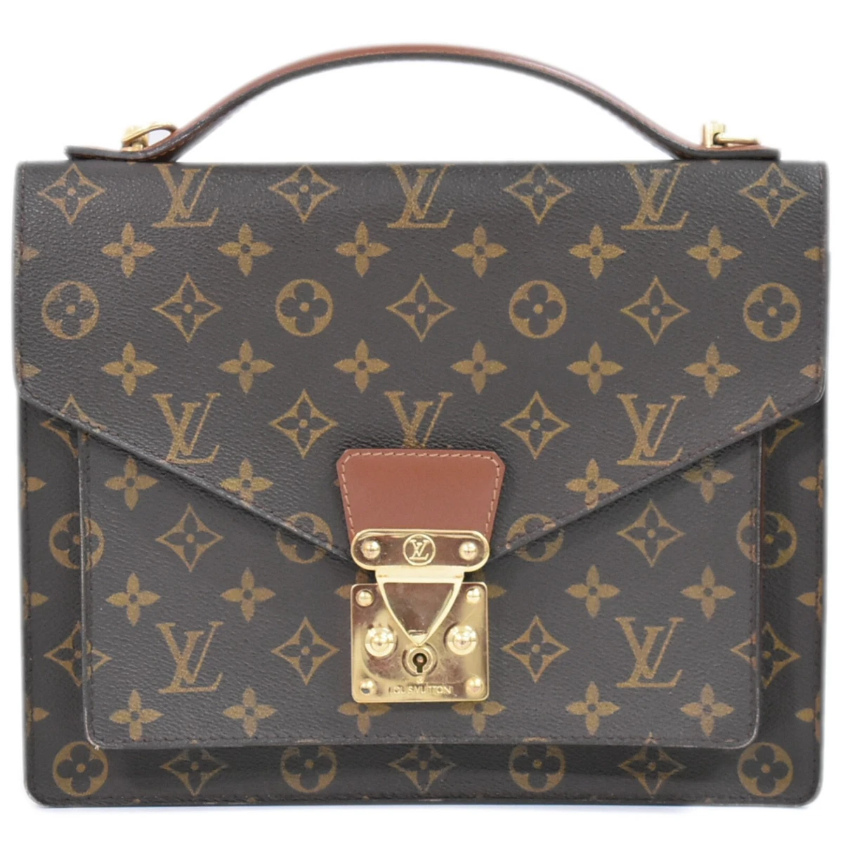 Louis Vuitton Monceau M51185 Monogram Canvas Satchel Handbag Brown 