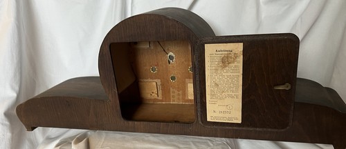 Anker Antique German Art Deco Large MCM Oak Mantel Shelf Clock Germany parts - Picture 12 of 12