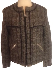 Isabel Marant 42/10 LAURA Gray Jacket Blazer Wool Linen Tweed Boucle ZIP #1388