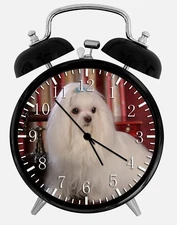 Cute Maltese Alarm Desk Clock 3.75" Home or Office Decor Z112 Nice For Gift