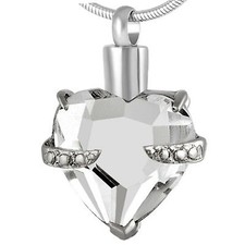 Stainless Steel Heart Cremation Pendant Urn Jewelry Holds Pet Ashes Human Clear