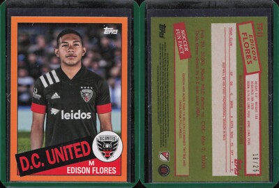 2020 Topps MLS '85 Topps Orange #TT11 Edison Flores D.C. United /25