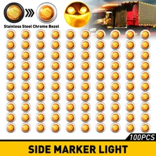 20/50/100PCS LED Marker Lights 3/4" Truck Trailer Side Lamp With Stailness Base