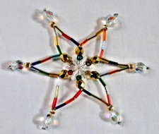 CZECH BEAD SNOWFLAKE CHRISTMAS ORNAMENT MULTICOLOR 12