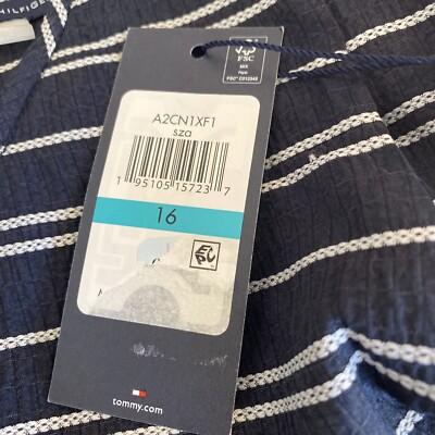 NWT Tommy Hilfiger Women's Dress Blue White Striped Textured Shift