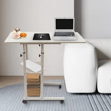 Rolling Computer Desk Adjustable Height Laptop Table Stand Desktop Home & Office