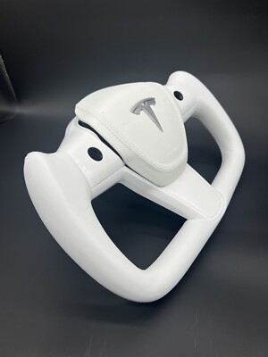 Yoke Steering Wheel For Tesla Model Y white Leather ,Heating,white cover