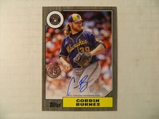 2022 Topps Update 1987 Retro Black Autographed Card of Corbin Burnes - Brewers