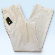 Nike Dri-FIT Golf Pants Mens 34x34 White Gray Stripe Tour Performance 433251