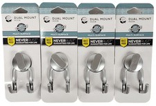  4 PACK Zenna Home Never Rust Power Grip Pro Aluminum Dual Mount Hook 7460ALL