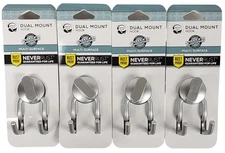 (4 PACK) Zenna Home Never Rust Power Grip Pro Aluminum Dual Mount Hook 7460ALL