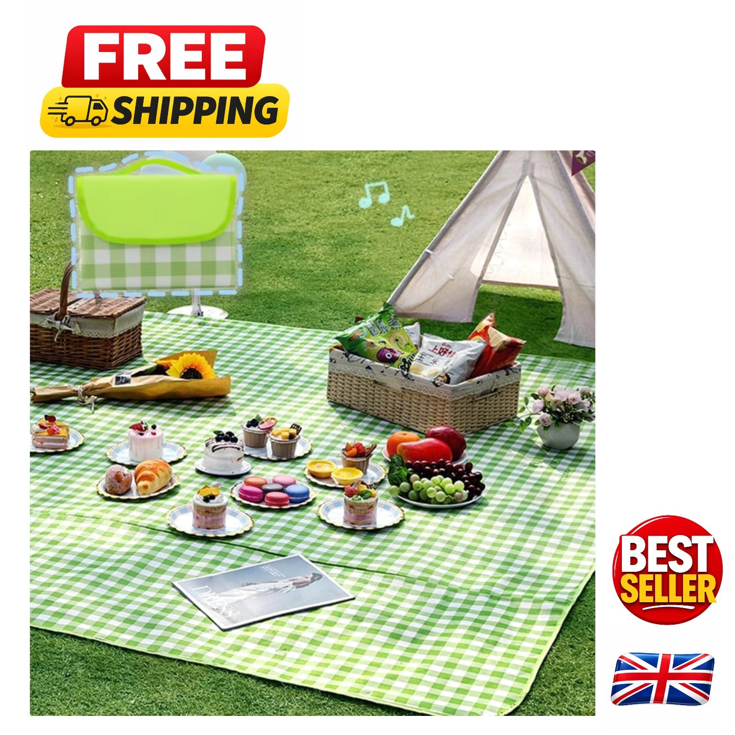 200x200cm Extra Large Waterproof Picnic Blanket - Perfect for Beach & Camping