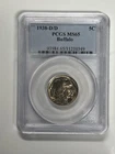 1938-D/D Buffalo Nickel 5c PCGS MS65 Deep Golden Orange Toning. Very flashy