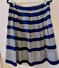 Talbots Petites 10P Navy White Polka Dot A-Line Pleated Lined Skirt