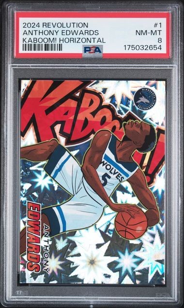 2024-25 Panini Revolution Anthony Edwards Kaboom Horizontal #1 PSA 8