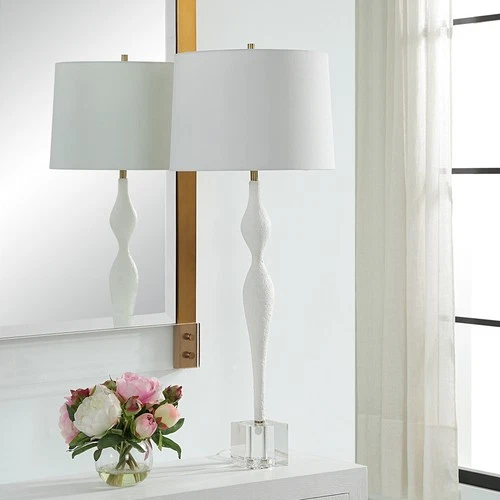 Uttermost Helena Slender White Table Lamp - 36"H, Shade 10"H x 14"Dia - Picture 3 of 7