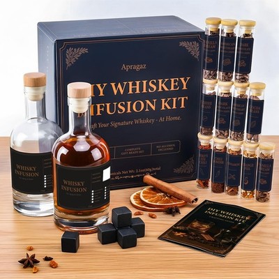 Whiskey Making Kit, Valentine's Day/Father's Day Whiskey Gift Set with 12 Nat...