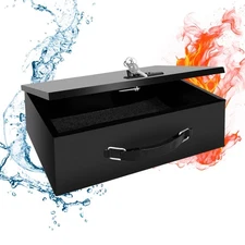Fireproof Lock Box with Key&Combination Lock-Fire Safe Document Box,Portable ...