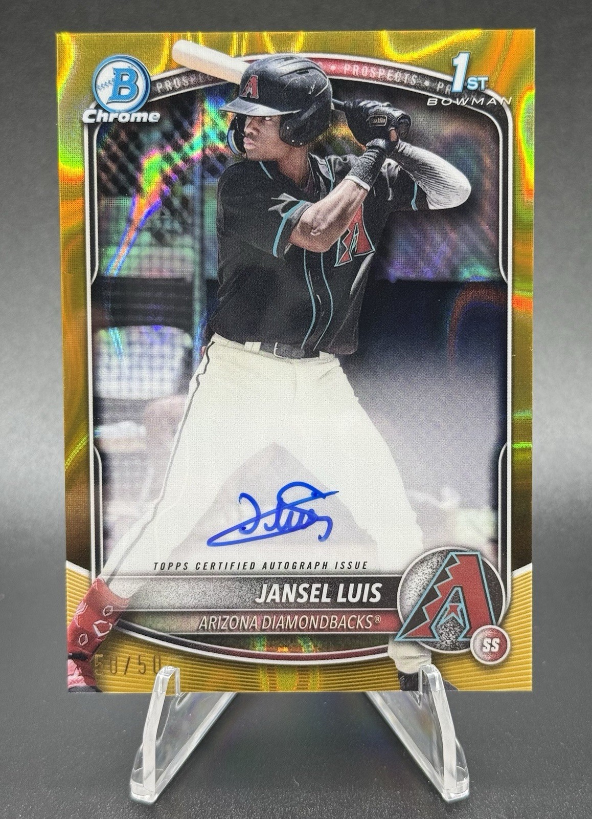 2025 Bowman Chrome Jansel Luis Gold Lava Refractor Auto /50 1st #CPA-JLU DBacks