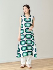 Marimekko X Uniqlo 2024 Summer Flare Dress Green Dots Melon Print XS / 6 / 34