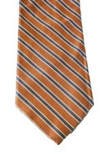 Brooks Brothers Makers Silk Neck Tie Orange/White/Blue Striped Wide Made in USA