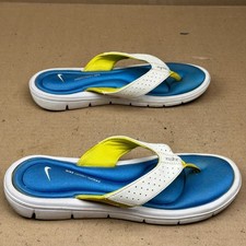 Nike Comfort Thong Flip Flops Blue White Yell...
