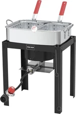 50,000 BTU Propane Deep Fryer - 18QT Aluminium Dual Deep Fryer with 2 Baskets -