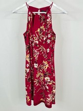 White House Black Market NWT Size SP Red Floral Print Women Halter Shift Dress