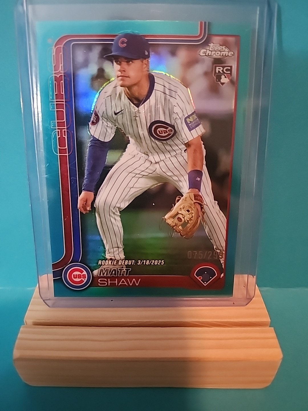 2025 Topps Chrome Update Matt Shaw #USC135 Teal Refractor /299 (RC) Chicago Cubs