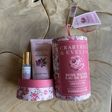 Crabtree  Evelyn Rosewater Fragrance Rollerball  Hand Cream Gift Set