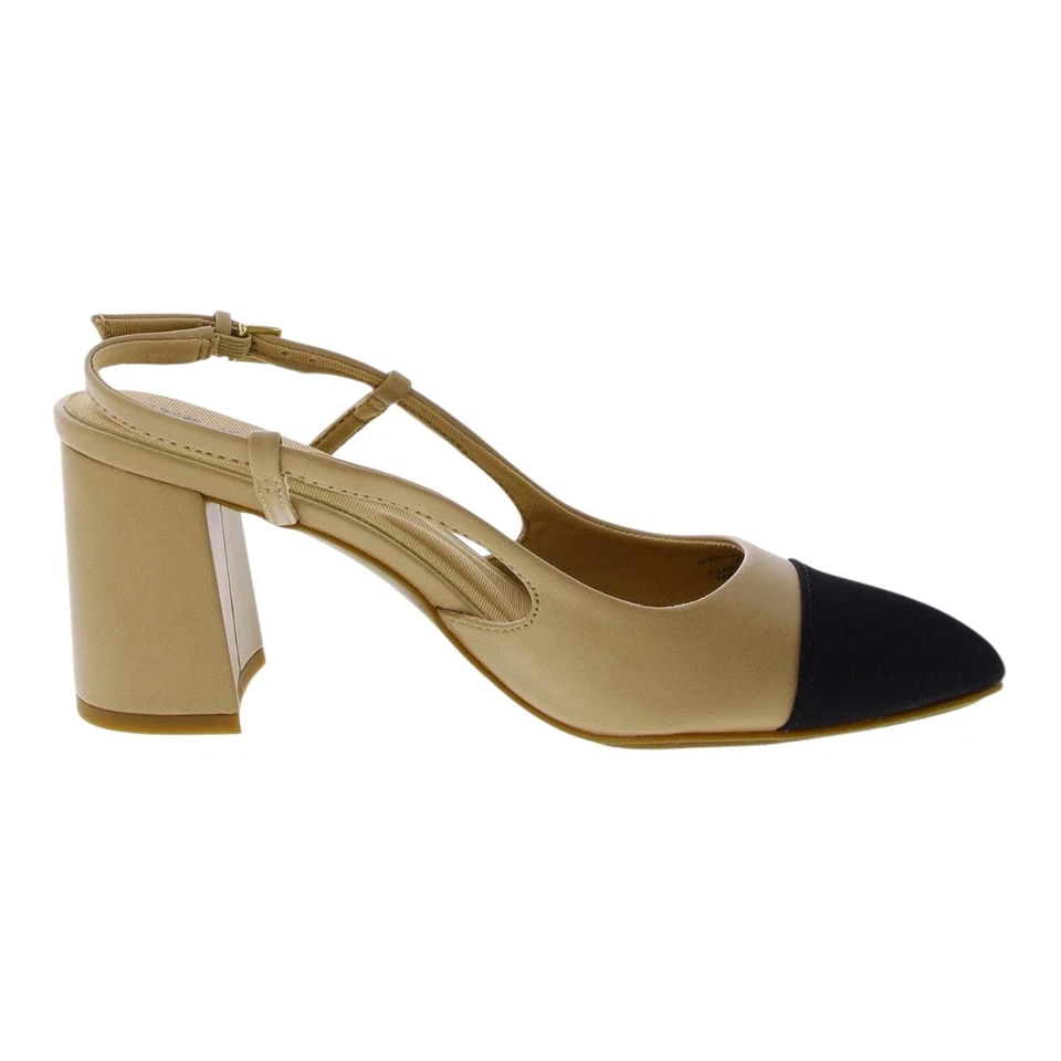 Anne Klein Women's Brooklyn Block Heel Slingback Dress Pumps Nude Black Size 6 - Image 2 of 3