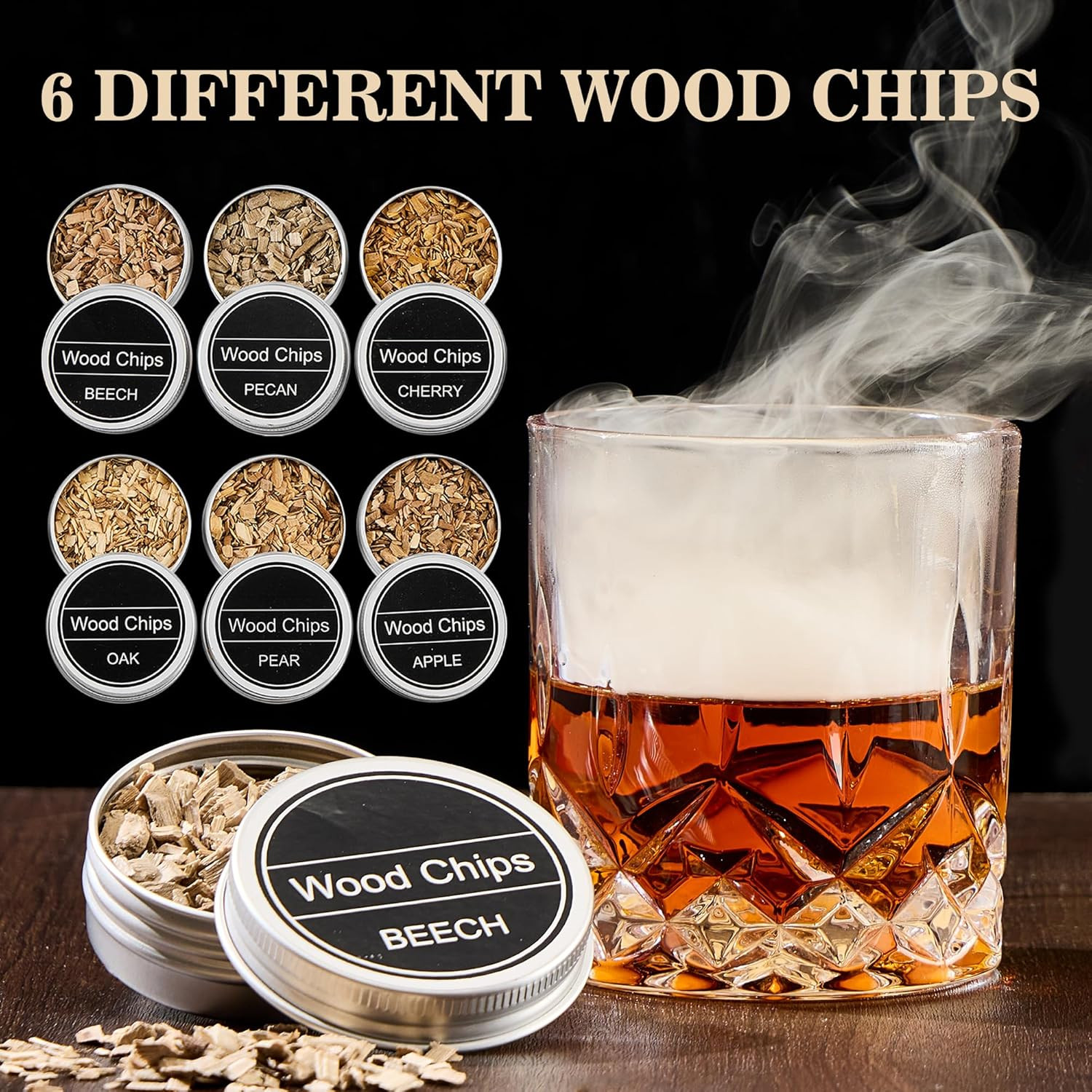 Set Cocktail Smoker Professionale - Affumicatore Whisky con 6 Legni e Pietre - 4