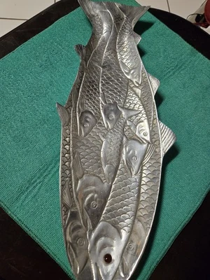 Arthur Court 1986 Vintage Aluminum Trout Fish Designed Serving Tray 18 Inches - Image 1 of 4