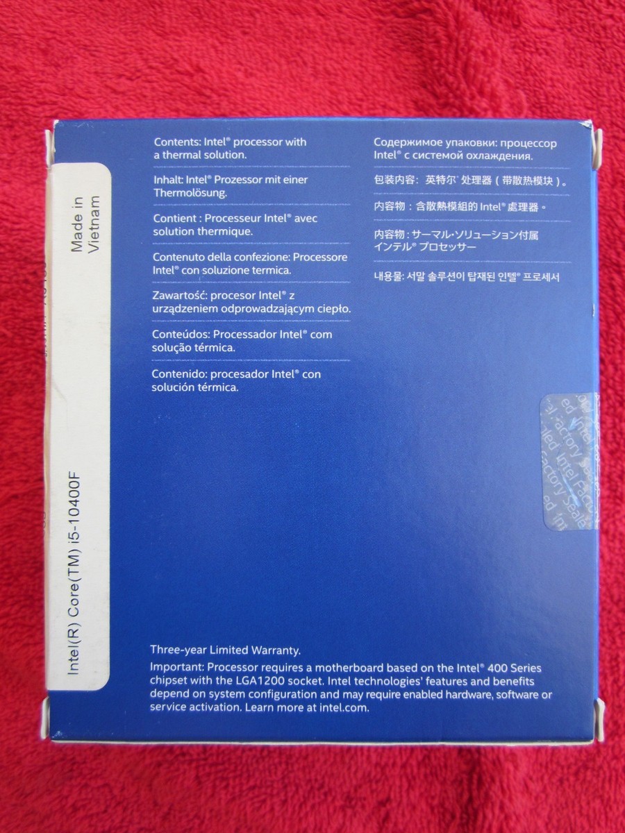 Intel Core i5-10400F Processor (4.3 GHz, 6 Cores, Socket