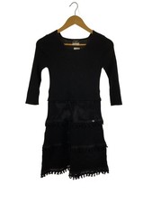 CHANEL Long Sleeve Dress 38 Rayon BLK P27572V30007