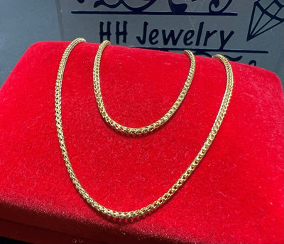 18K Solid Yellow Gold Franco Chain Necklace 18 Inches