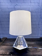 Acrylic Accent Table Lamp with White Fabric Shade for Desk Bedroom Living Room