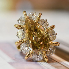 Art Deco 5Ct Old European Cut Moissanite Engagement Ring 14k Yellow Gold Plated