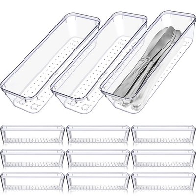 Ysglory 12 Pcs Clear Plastic Drawer Organizer 9 x 3 x 2 Inches Vanity Makeup ...