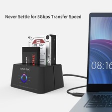 USB 3.0 to SATA Dual-Bay Hard Drive Docking Station 2.5/3.5" SSD HDD b6 