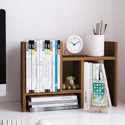 Desktop Organizer Office Storage Rack Adjustable Wood Display Shelf Free Styl...