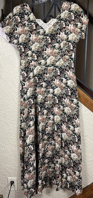 VTG All That Jazz Floral Short Sleeve Maxi Dress Women s 7/8