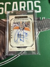 2018-19 UD Clear Cut Embedded Endorsements Carter Hart RC Auto /25