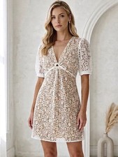 Michael Kors Womens White Lace Keyhole Dress ...