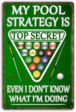 Ynjzk Billiards Signage, 12x8 inches Metal Tin Billiard Room Decor Green 